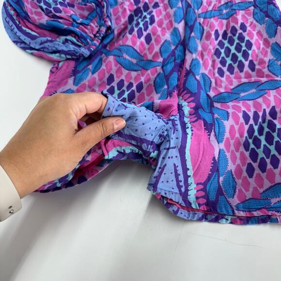 Kahindo Romper Womens Medium Blue Pink Printed Kisumu V Neck Cotton - Picture 11 of 13